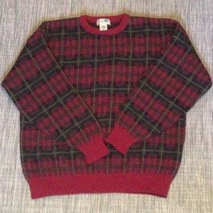 Vintage LL Bean wool sweater, Men's XL, Green and Red